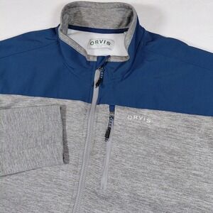 Orvis Full Zip Jacket Heather Gray Blue Bonded‎ Mesh Classic Collection Mens XL